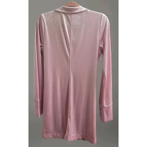 FREE PEOPLE Sz Small Shayla Pink Velvet Long Sleeved Button-Up Mini Dress Preppy - Picture 8 of 8
